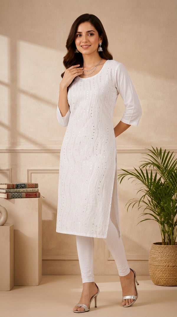 Pearl White Party Wear Kurti Secondary