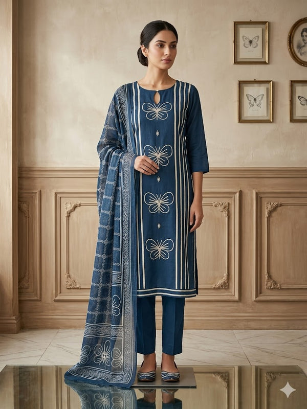Elegant Blue Ethnic Suit Set with Dupatta
