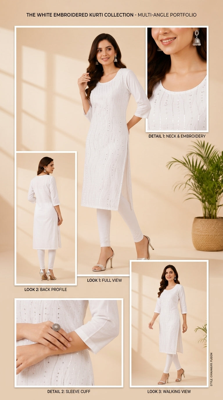 Pearl White Party Wear Kurti