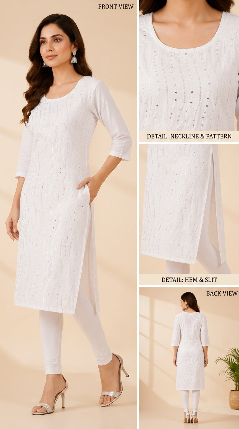 Pearl White Party Wear Kurti