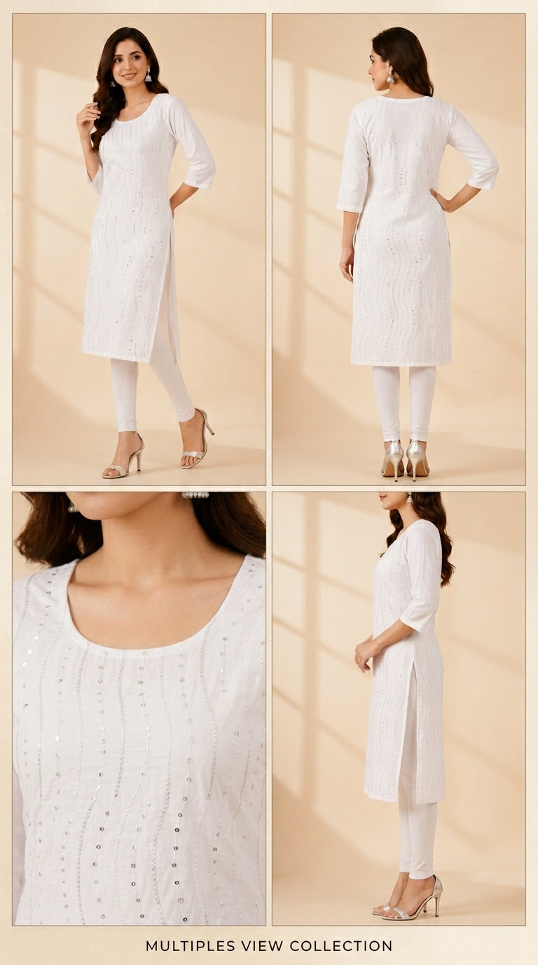 Pearl White Party Wear Kurti