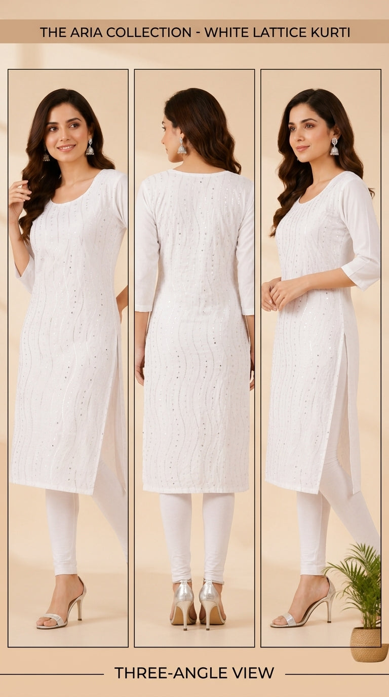 Pearl White Party Wear Kurti