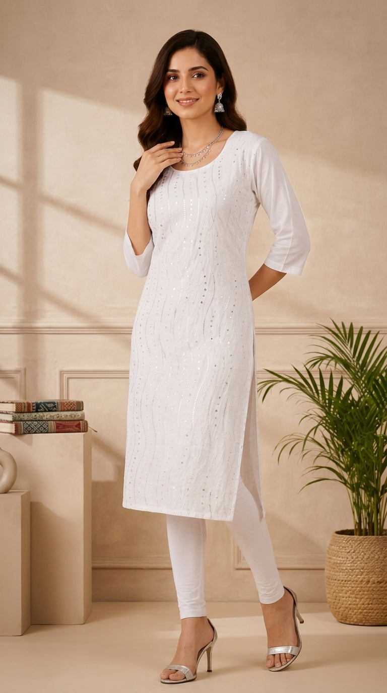 Pearl White Party Wear Kurti