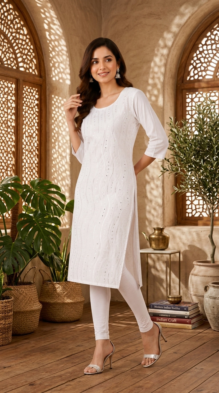 Pearl White Party Wear Kurti