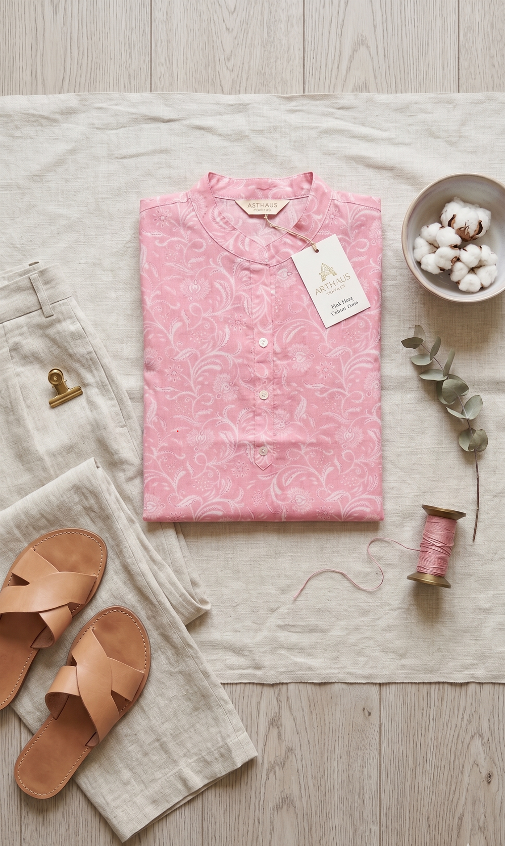 Blush Pink Printed Straight Kurti