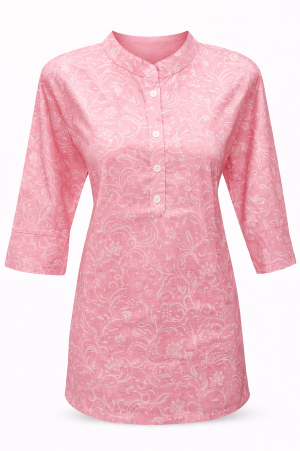 Blush Pink Printed Straight Kurti Secondary