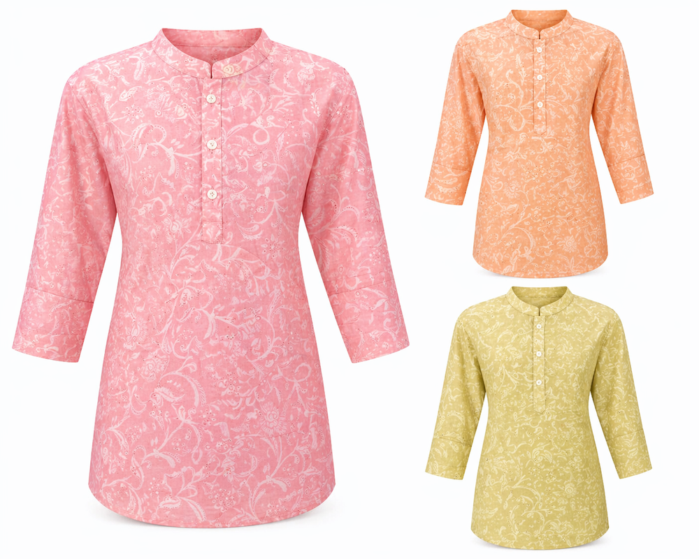 Blush Pink Printed Straight Kurti