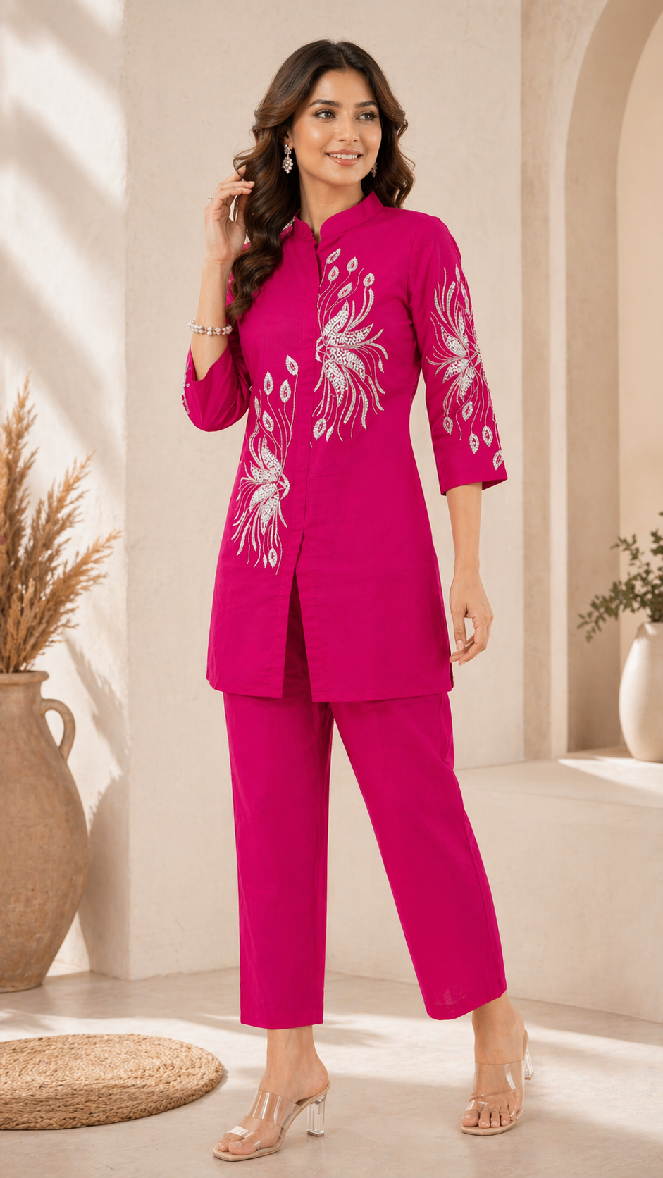 Royal Fuchsia Embroidered Kurta Set