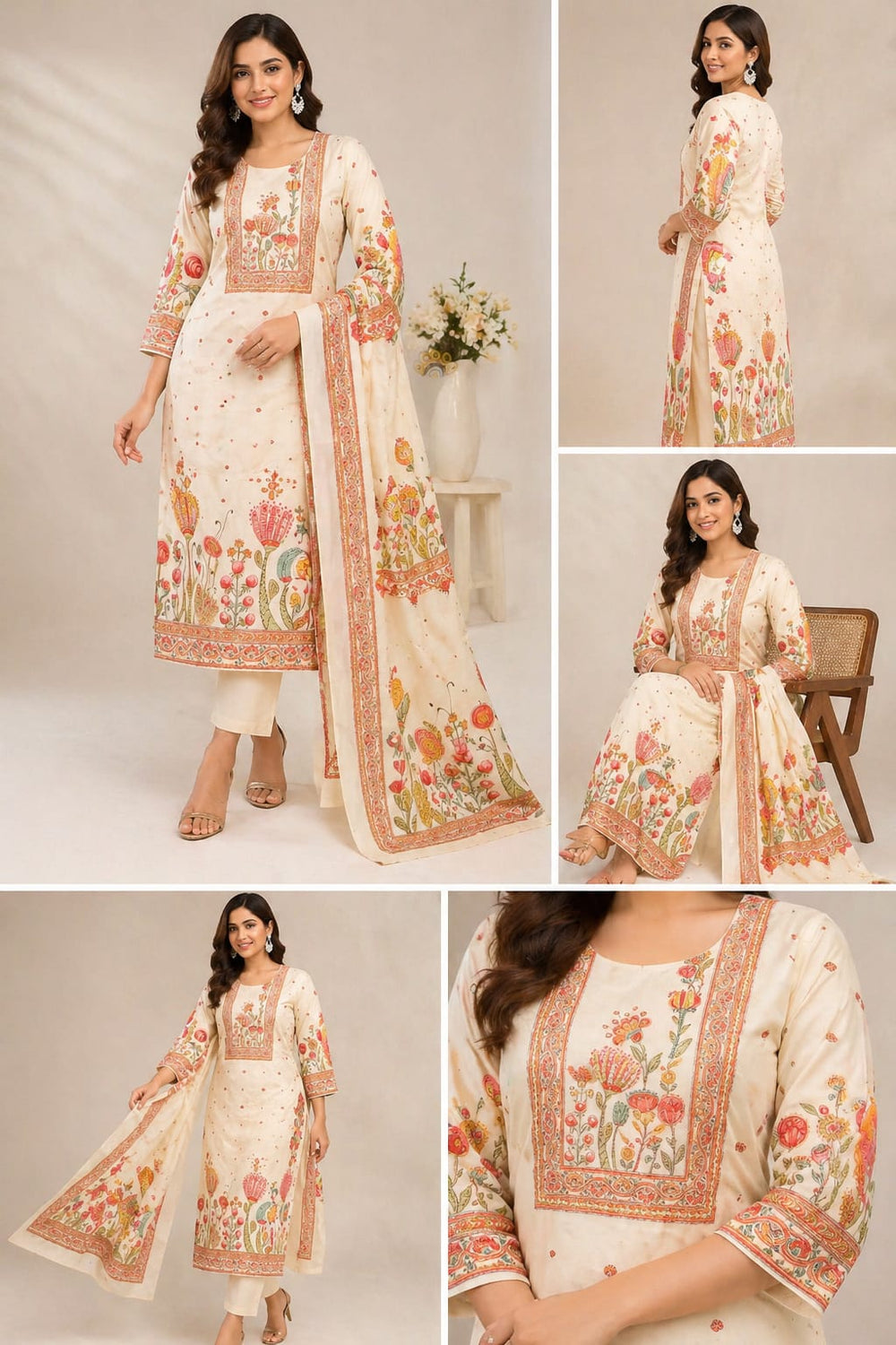 Ivory Bloom Floral Kurta Set