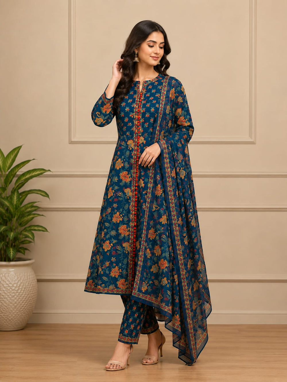 Royal Blue Printed Kurta Set