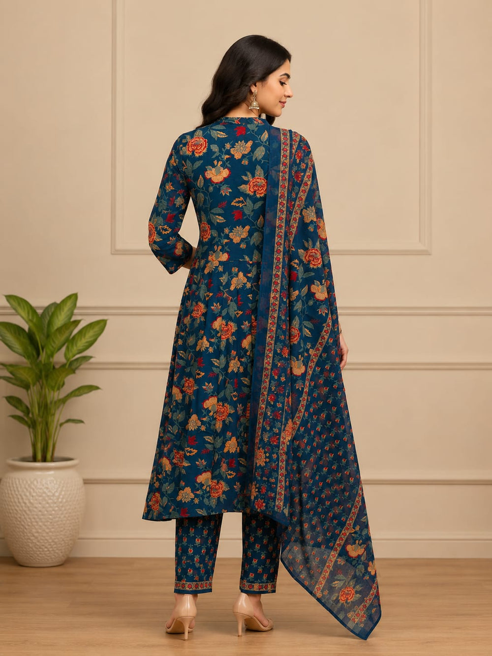 Royal Blue Printed Kurta Set