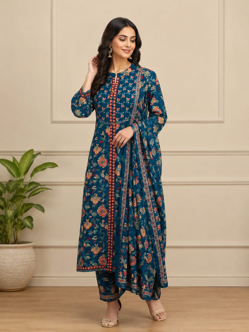 Royal Blue Printed Kurta Set