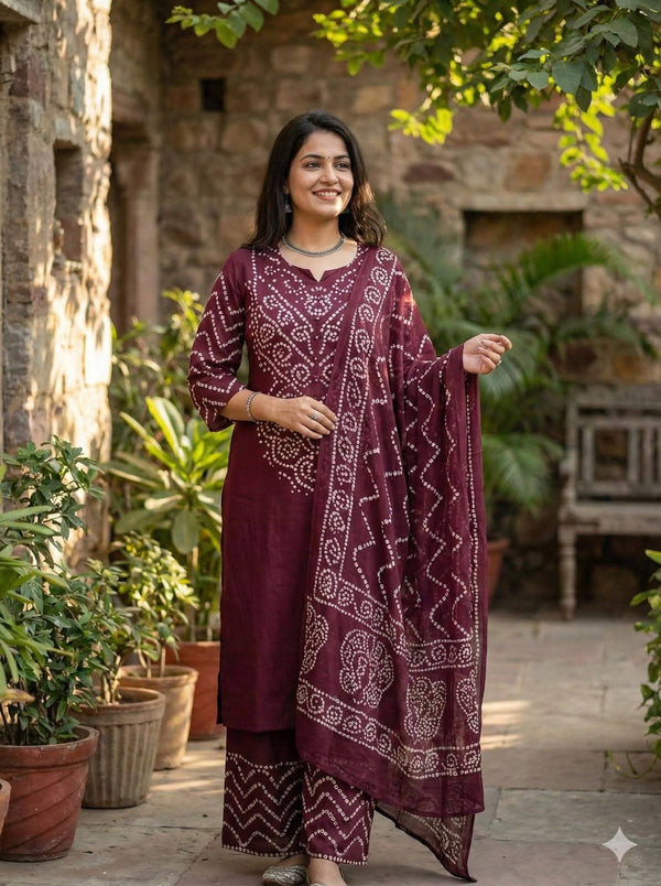 Royal Wine Ethnic Suit Set