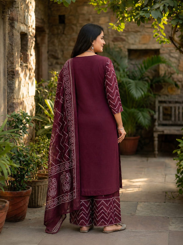 Royal Wine Ethnic Suit Set Secondary