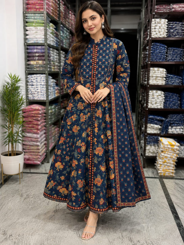 Royal Blue Printed Kurta Set Secondary