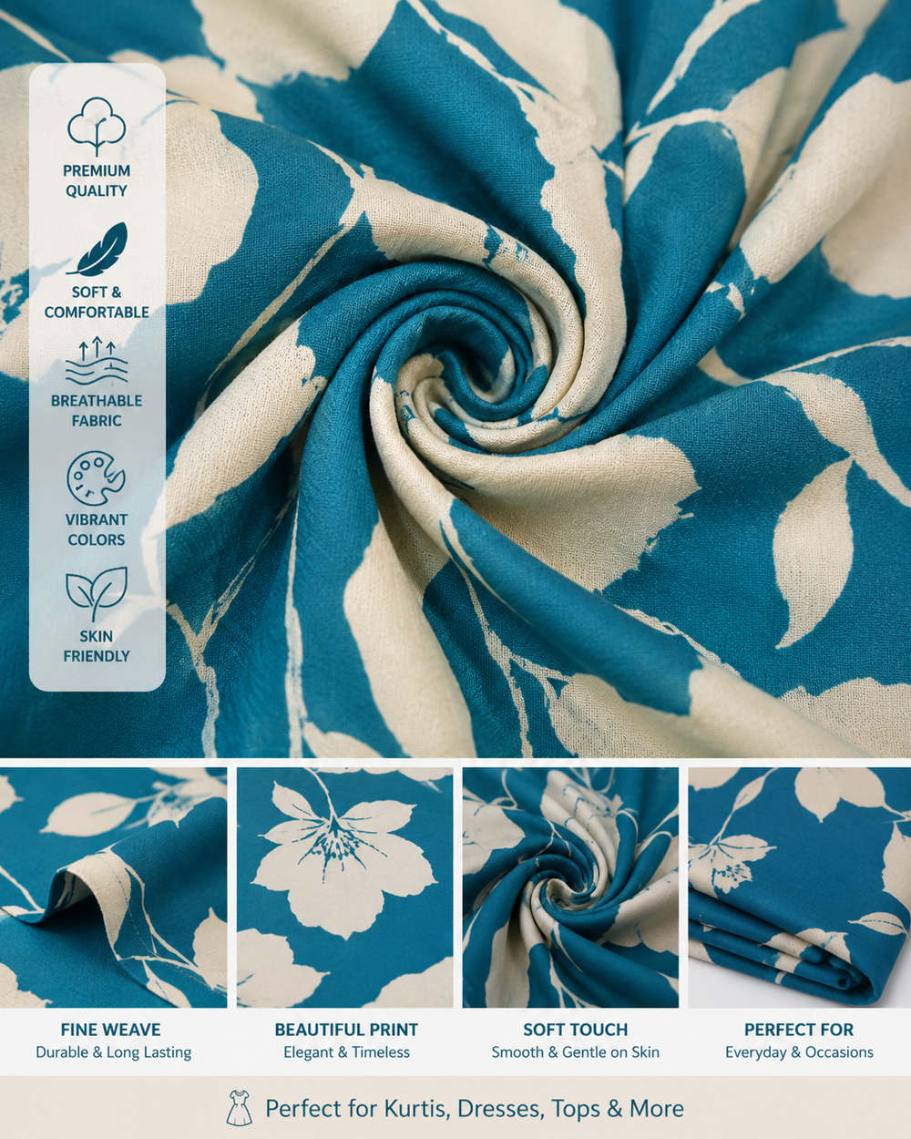 Sky Blue Blossom Kurti