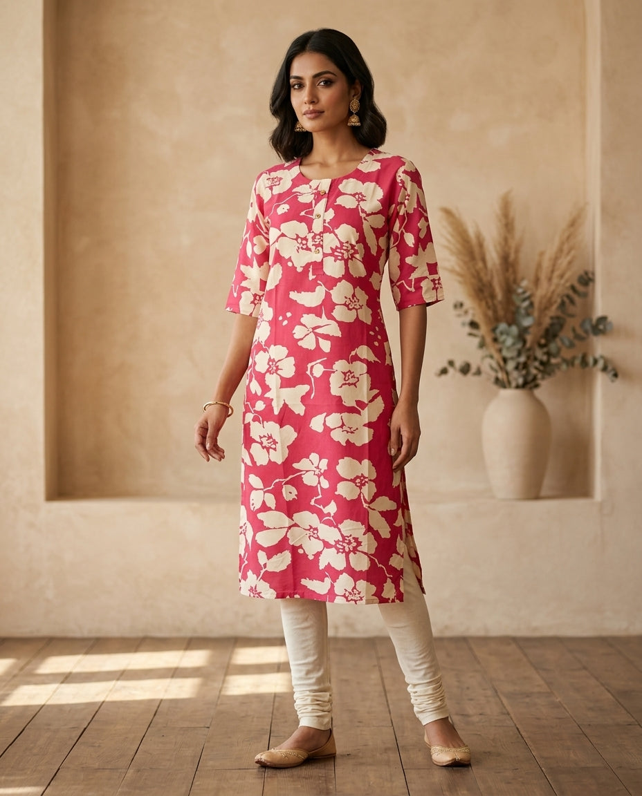 Pink Blossom Everyday Kurti